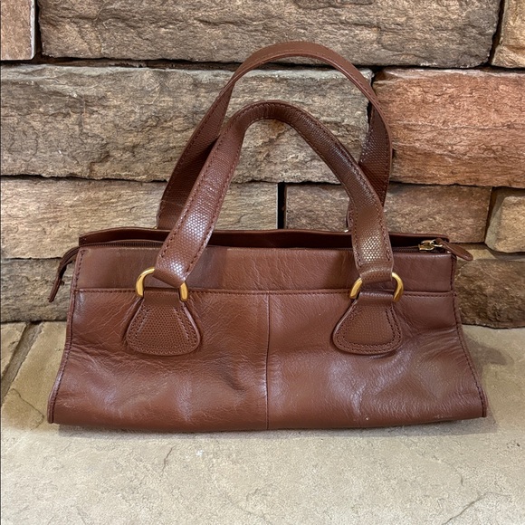 Etienne Aigner chocolate brown leather  with gold small purse - Picture 6 of 12